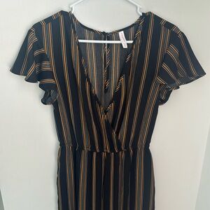 Black with yellow/shite stripe jumpsuit